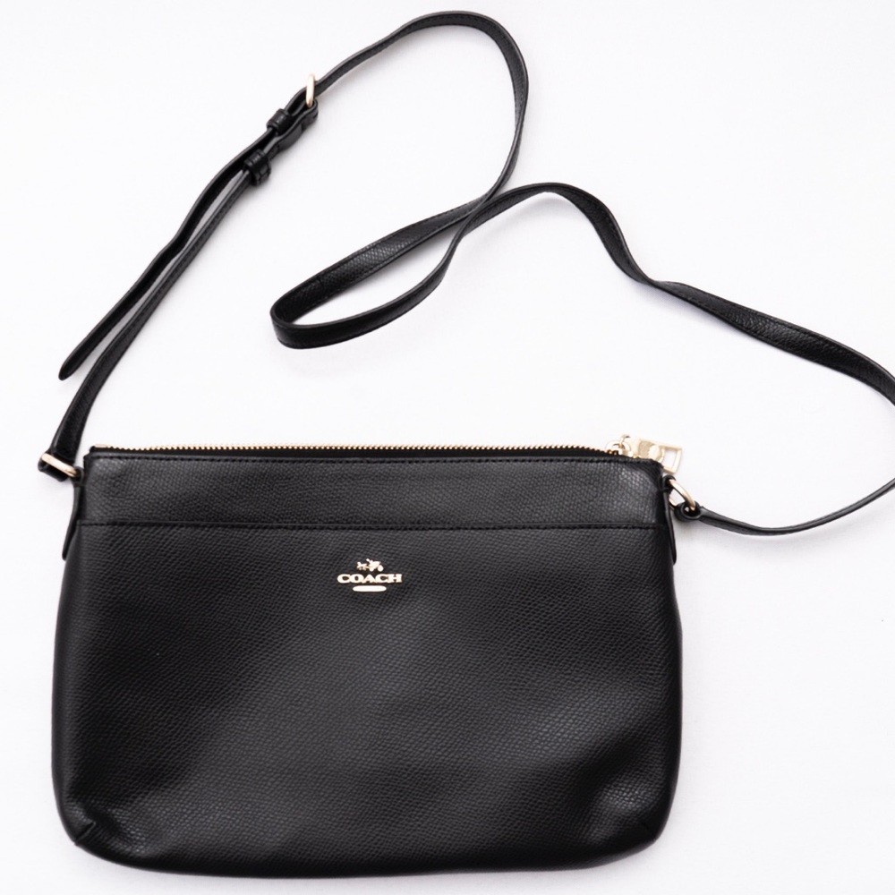 Like New: Coach Black Leather Crossbody Bag